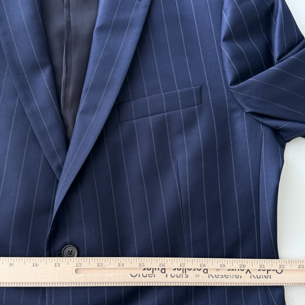 Brooks Brothers Blazer Mens 46R Navy Stripe Wool 1818 Madison Vitale Italy Made